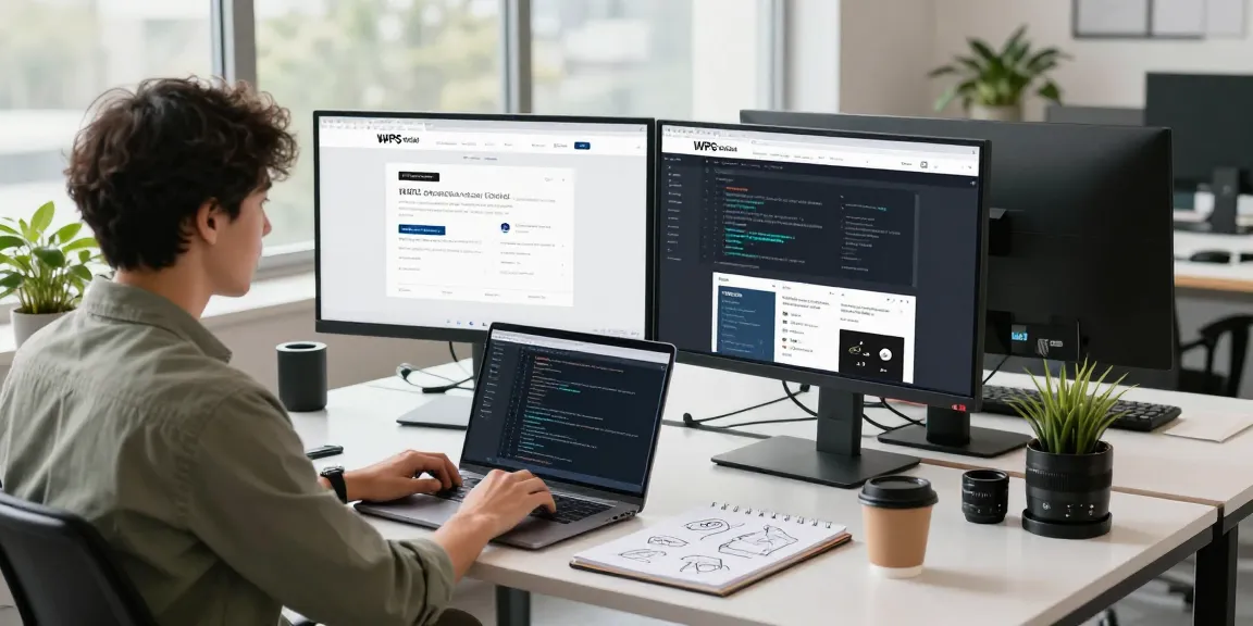 Professional developer working on the WPS Official Website in a modern tech workspace.