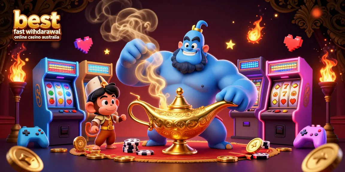 Engage with the excitement at the best fast withdrawal online casino australia, featuring vibrant game symbols and characters.