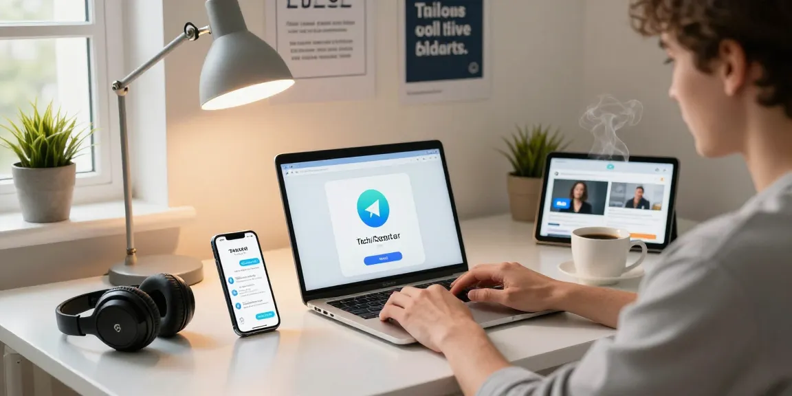 Navigate Telegram Chinese settings in an inviting home office setup